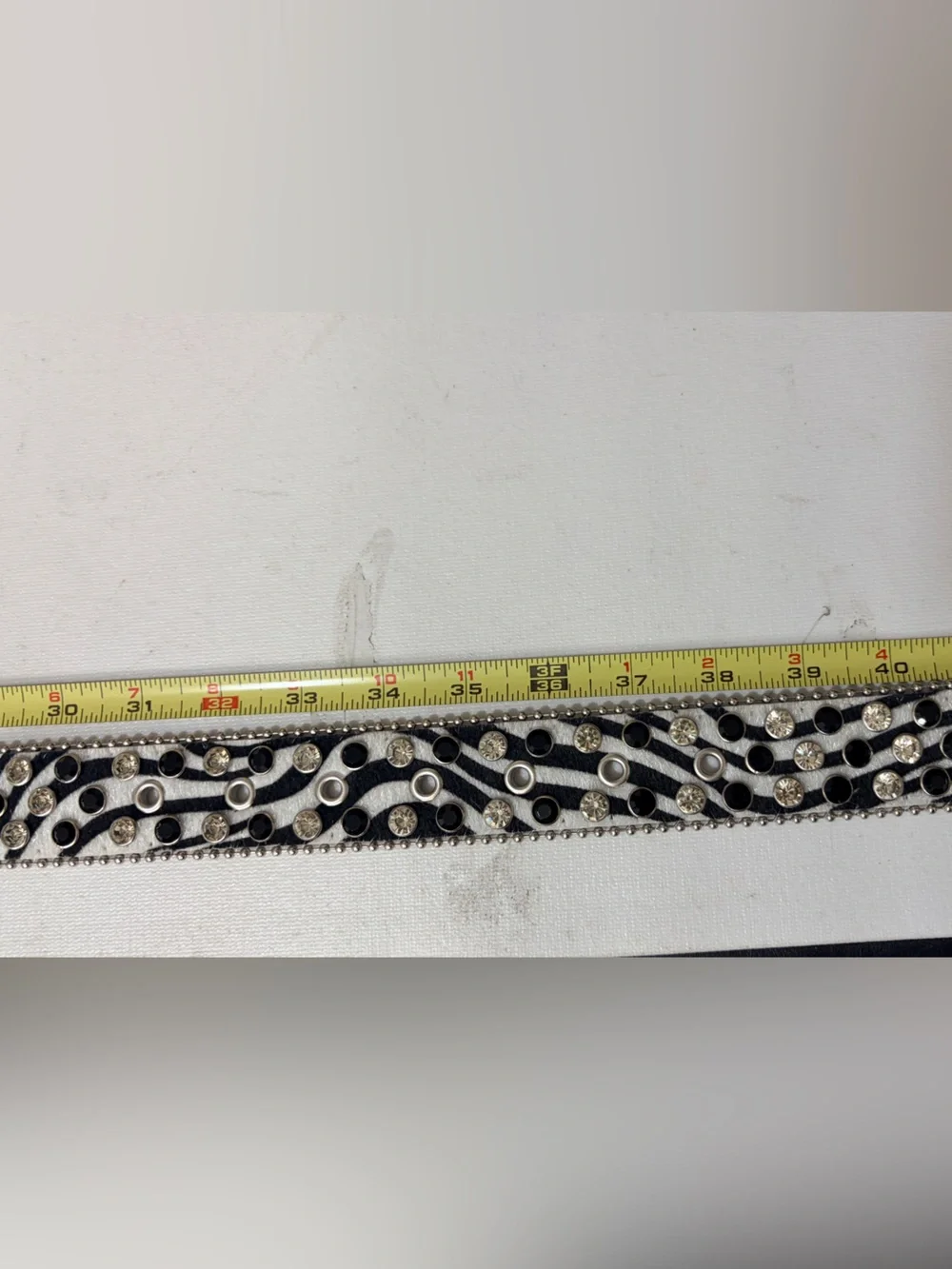 Cow hair Animal Print Rhinestone Western Belt - Black & White